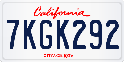 CA license plate 7KGK292