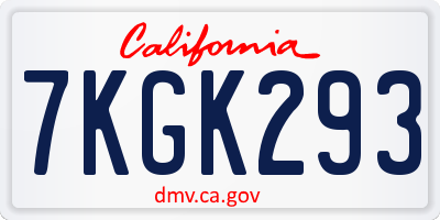 CA license plate 7KGK293