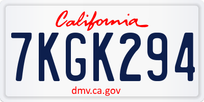 CA license plate 7KGK294
