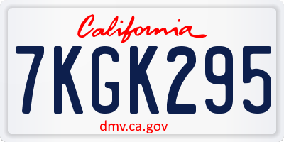 CA license plate 7KGK295