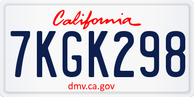 CA license plate 7KGK298