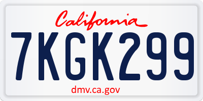 CA license plate 7KGK299