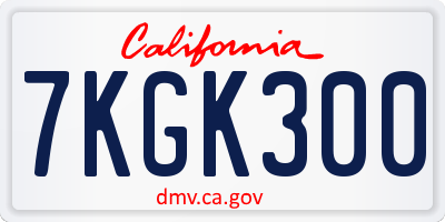 CA license plate 7KGK300