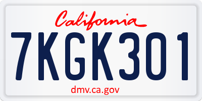 CA license plate 7KGK301
