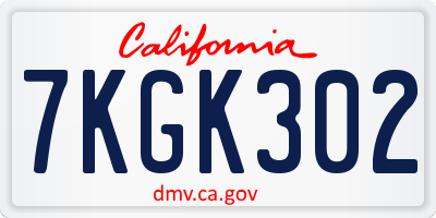 CA license plate 7KGK302
