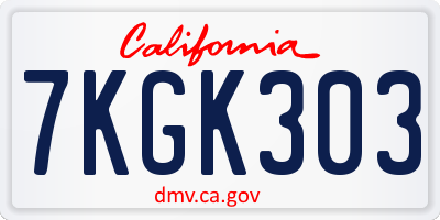 CA license plate 7KGK303