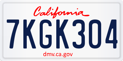 CA license plate 7KGK304