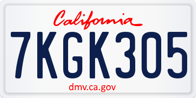 CA license plate 7KGK305