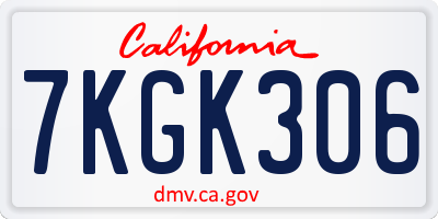 CA license plate 7KGK306