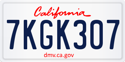 CA license plate 7KGK307