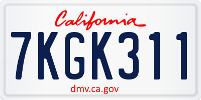 CA license plate 7KGK311