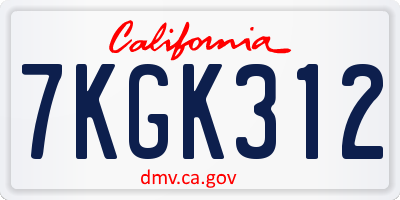 CA license plate 7KGK312