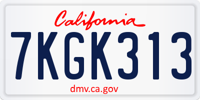 CA license plate 7KGK313