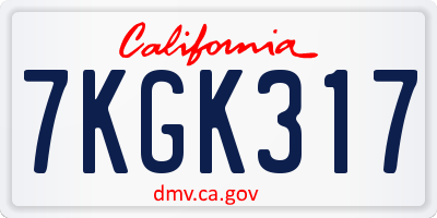 CA license plate 7KGK317