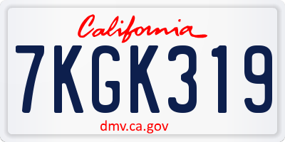 CA license plate 7KGK319