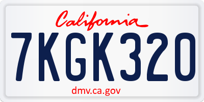 CA license plate 7KGK320