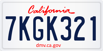 CA license plate 7KGK321