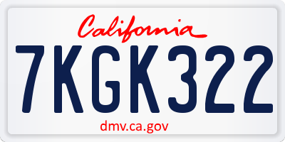 CA license plate 7KGK322