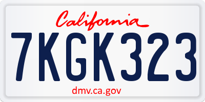 CA license plate 7KGK323