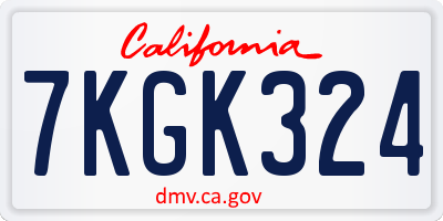 CA license plate 7KGK324