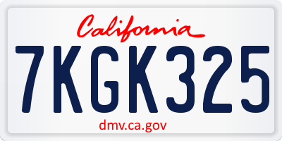 CA license plate 7KGK325