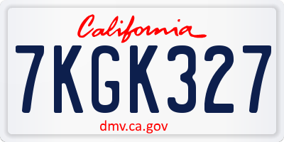 CA license plate 7KGK327