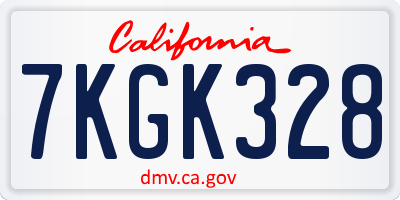 CA license plate 7KGK328