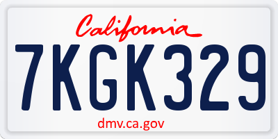 CA license plate 7KGK329