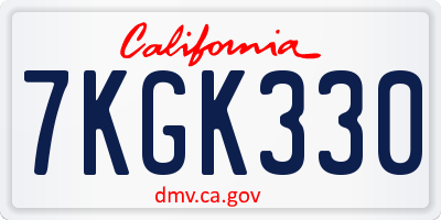 CA license plate 7KGK330
