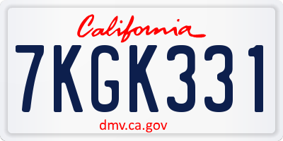 CA license plate 7KGK331