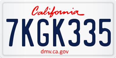 CA license plate 7KGK335