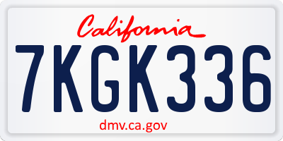 CA license plate 7KGK336