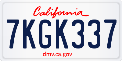 CA license plate 7KGK337