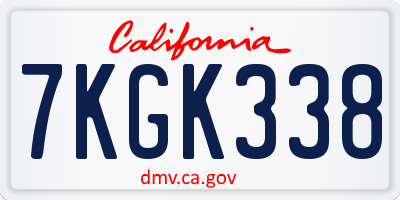 CA license plate 7KGK338