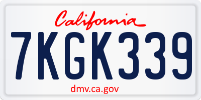 CA license plate 7KGK339