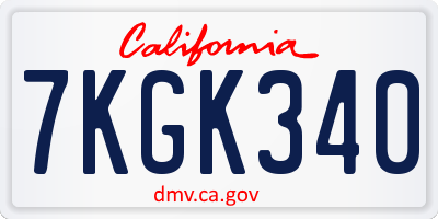 CA license plate 7KGK340