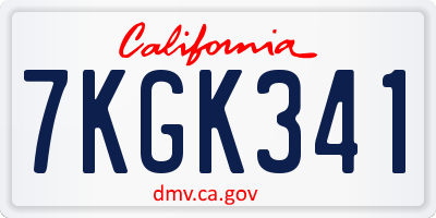 CA license plate 7KGK341