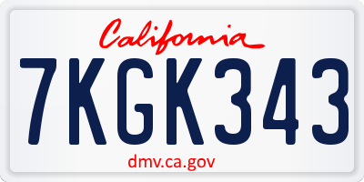 CA license plate 7KGK343
