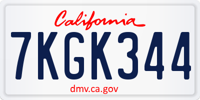 CA license plate 7KGK344
