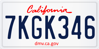CA license plate 7KGK346