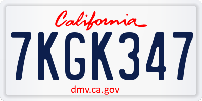 CA license plate 7KGK347
