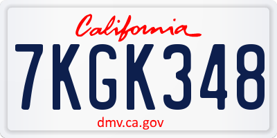 CA license plate 7KGK348