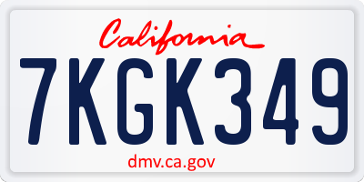 CA license plate 7KGK349