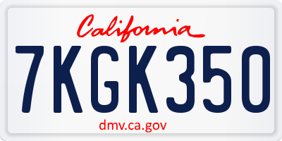 CA license plate 7KGK350
