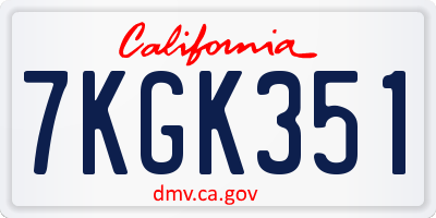 CA license plate 7KGK351