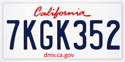 CA license plate 7KGK352