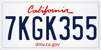 CA license plate 7KGK355