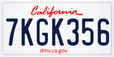 CA license plate 7KGK356