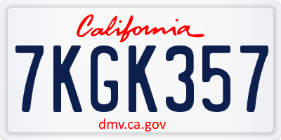 CA license plate 7KGK357