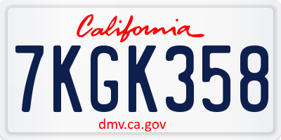 CA license plate 7KGK358